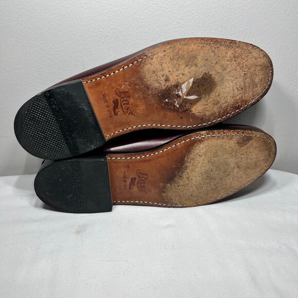 Bass Weejuns Loafers Men Shoes Burgundy Leather Tassel Preppy Office Casual 11D - Picture 8 of 9